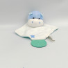 Doudou plat hippopotame blanc bleu étoile TOM & ZOE