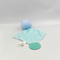 Doudou plat hippopotame blanc bleu étoile TOM & ZOE