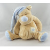 Doudou ours beige Tom bonnet bleu coeur DOUKIDOU