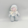 Ancien Doudou poupée chiffon bleu pois bavoir COROLLE