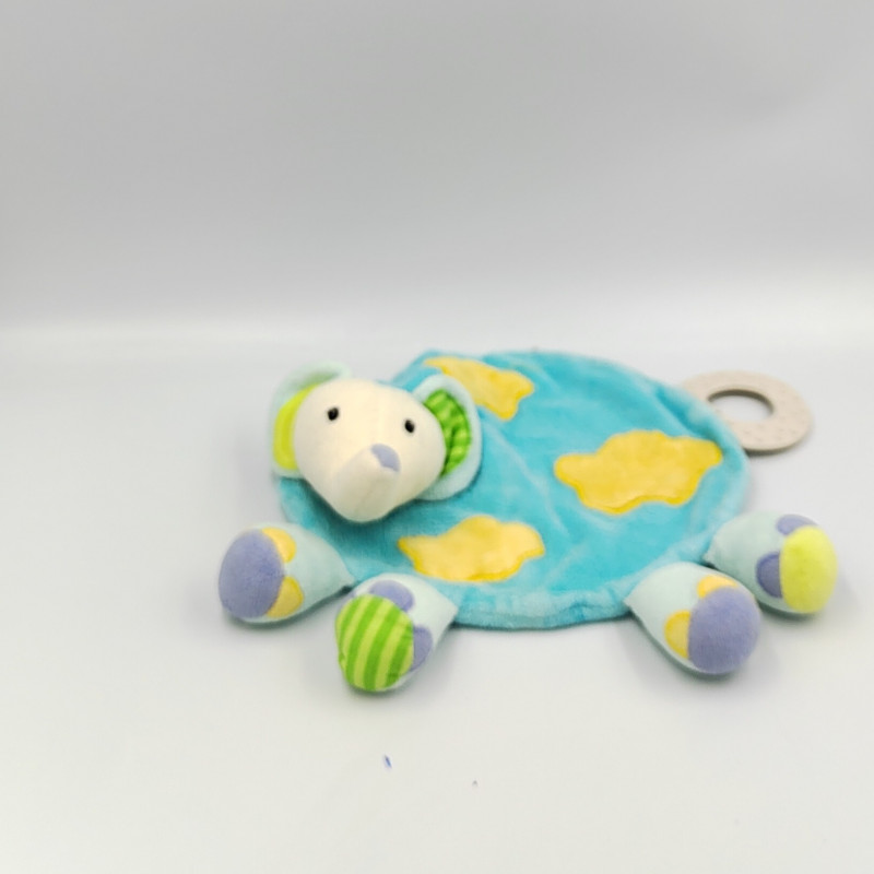 Doudou plat éléphant bleu nuage jaune BABYSUN