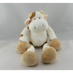 Doudou Vache blanche taches marron Nicotoy