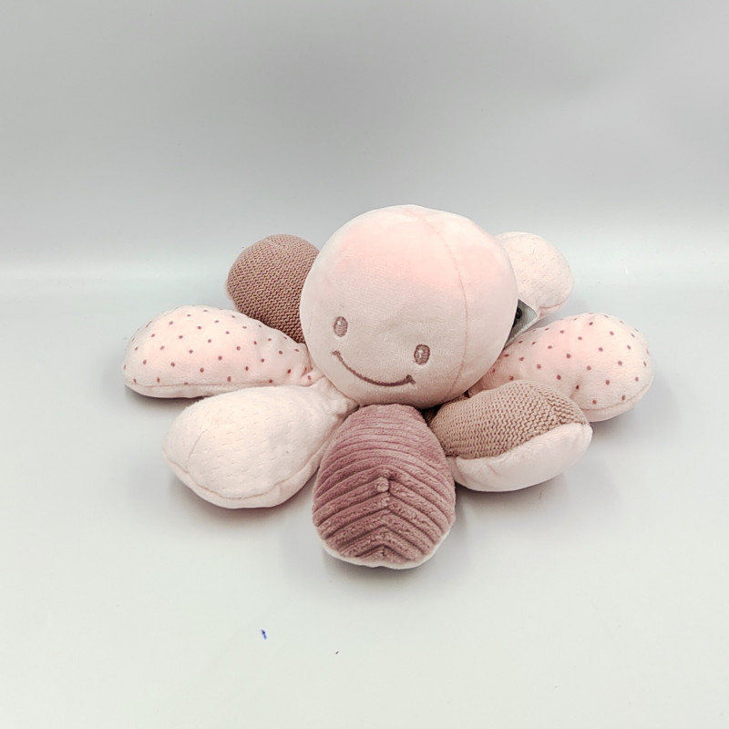 Doudou pieuvre poulpe rose pois NATTOU