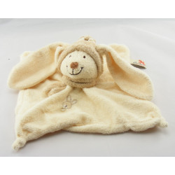 Doudou plat Lapin Beige foulard écru NICOTOY