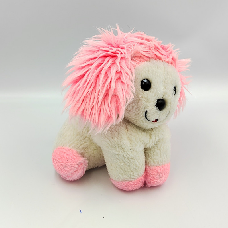 Ancienne peluche chien toutou rose blanc Poochie MATTEL