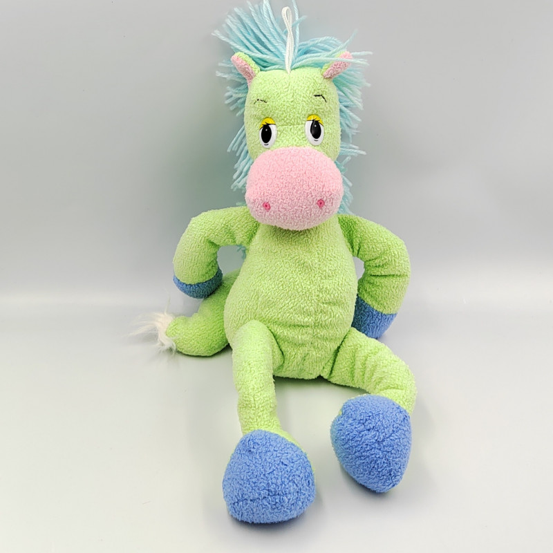 Doudou cheval vert bleu rose GIPSY