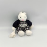 Doudou lapin bleu marine vichy carreaux mouchoir BABY NAT