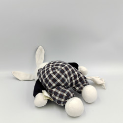 Doudou lapin bleu marine vichy carreaux mouchoir BABY NAT