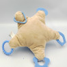 Doudou plat étoile ours bleu beige anneaux SNUGGLE BABY