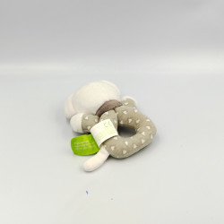 Doudou hochet souris blanc beige Au clair de la lune PREMAMAN