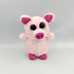 Doudou peluche cochon rose gros yeux brillant FIZZY