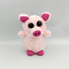 Doudou peluche cochon rose gros yeux brillant FIZZY
