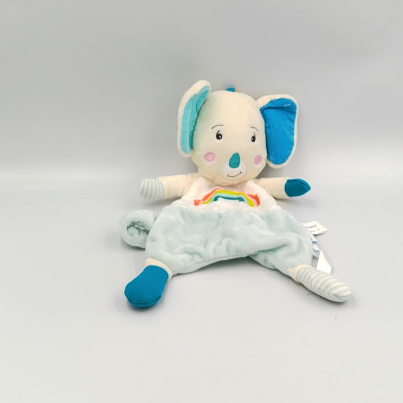 Doudou plat koala blanc bleu arc en ciel BEBE CONFORT
