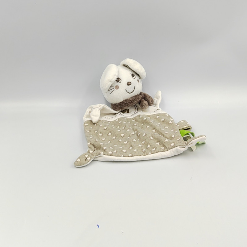 Doudou plat souris blanc beige Au clair de la lune PREMAMAN