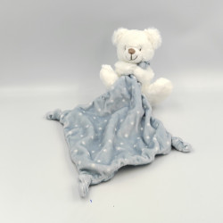 Doudou ours blanc mouchoir bleu étoiles NICOTOY