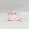 Doudou plat lapin blanc rose pois KIDILIZ