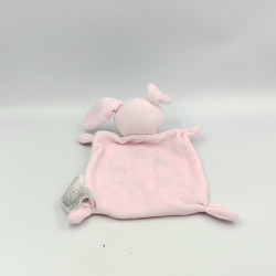 Doudou plat lapin blanc rose pois KIDILIZ