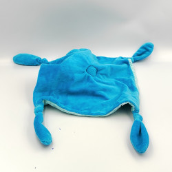 Doudou plat poisson bleu rouge CARRE BLANC