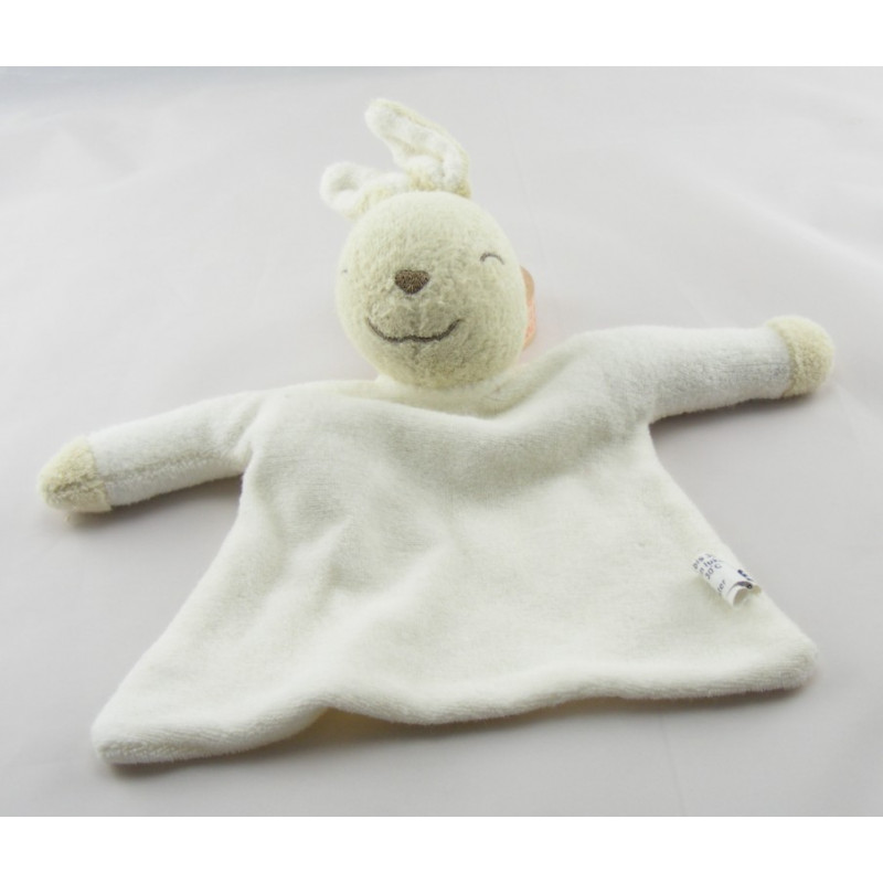 Doudou plat éponge lapin blanc AUCHAN