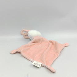 Doudou plat lapin rose blanc rayé MES PETITS CAILLOUX CMP