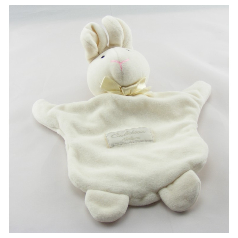 Doudou marionnette lapin blanc Calidoux Nature HISTOIRE D'OURS