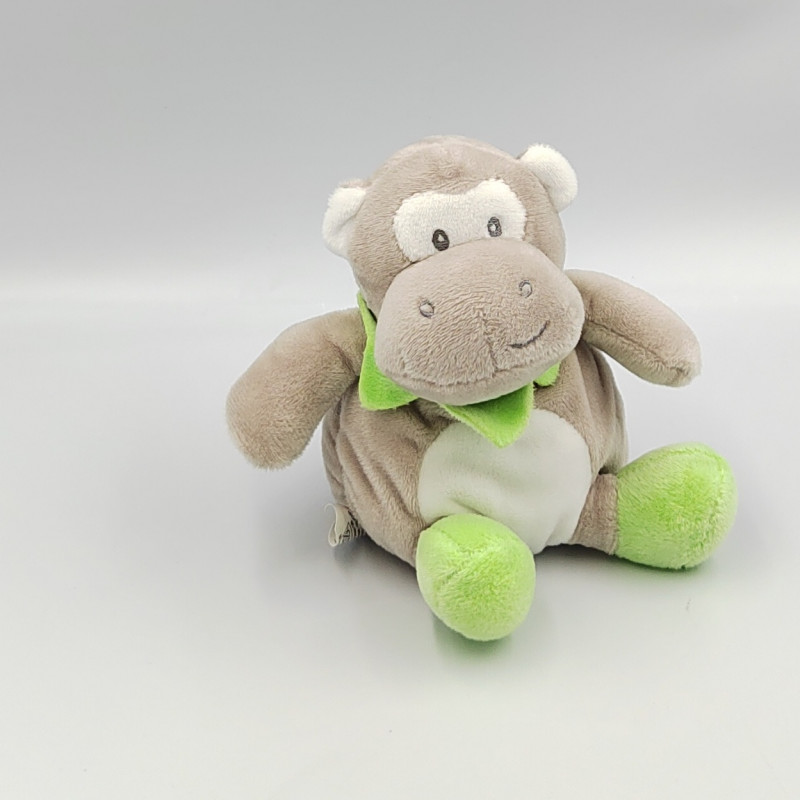 Doudou singe gris blanc vert CMP