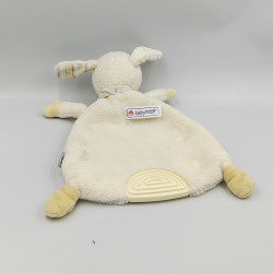 Doudou plat mouton blanc beige bleu rayé soleil BABY FEHN