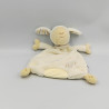 Doudou plat mouton blanc beige bleu rayé soleil BABY FEHN