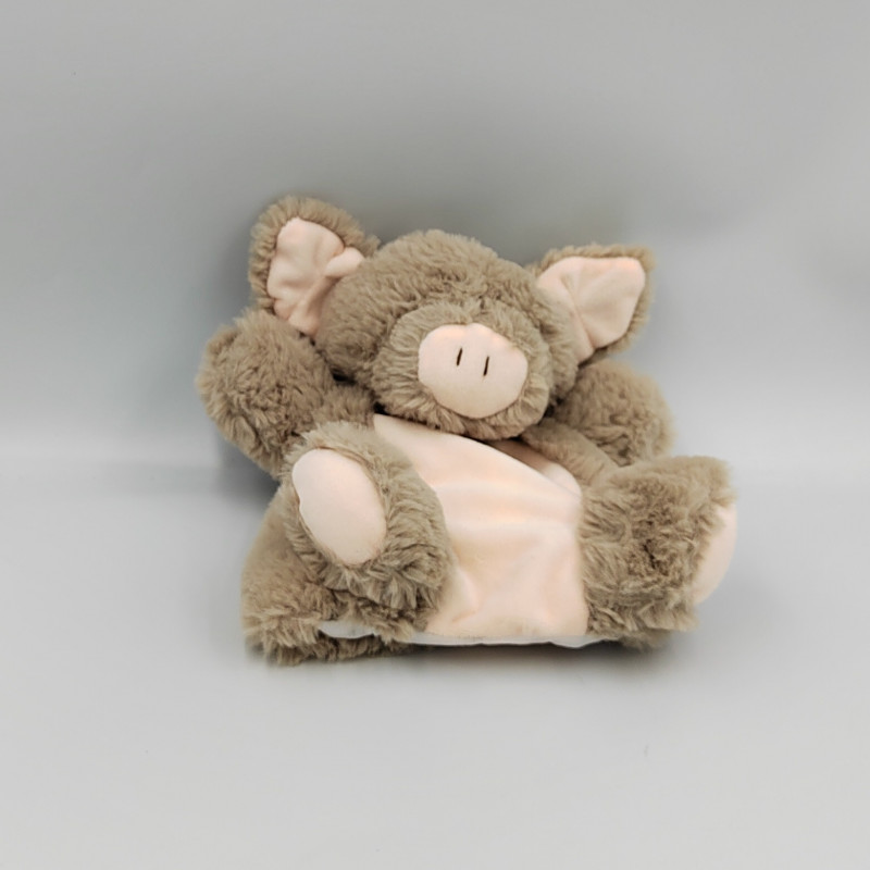 Doudou plat marionnette cochon beige rose HISTOIRE D'OURS