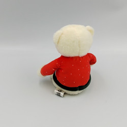 Doudou ours blanc pull rouge vert sapin bonhomme de neige GIPSY