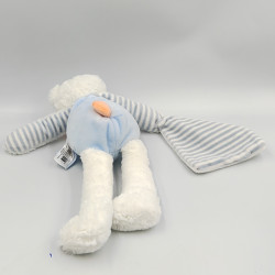 Doudou et compagnie ours blanc bleu orange avec mouchoir Les Gommettes