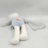 Doudou et compagnie ours blanc bleu orange avec mouchoir Les Gommettes