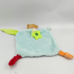 Doudou plat ours bleu vert rouge orange hibou chouette KALOO