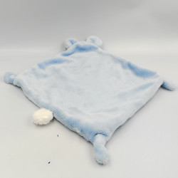 Doudou plat ours bleu blanc pois TEX