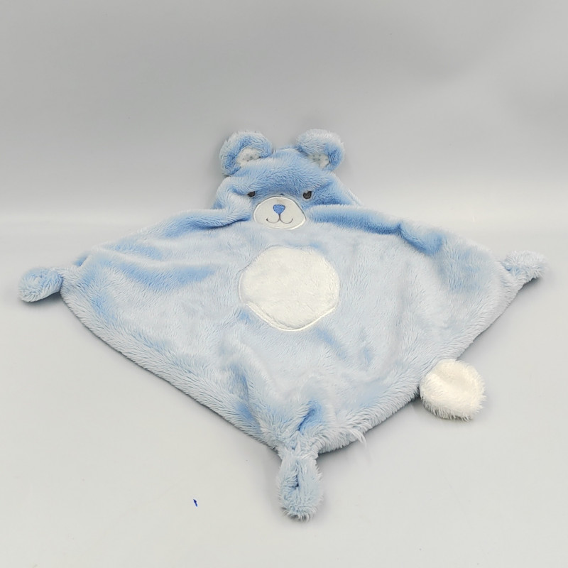 Doudou plat ours bleu blanc pois TEX