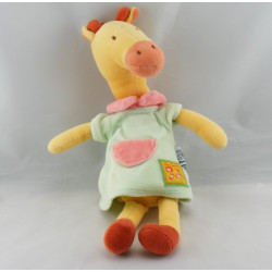 Doudou girafe robe verte jaune Les Loustics MOULIN ROTY