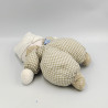 Doudou semi plat lutin blanc beige vichy fleurs Nounours