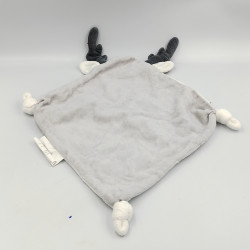 Doudou plat cerf elan renne blanc gris SIPLEC