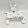 Doudou plat lapin blanc bleu gris ptites bouilles MOTS D'ENFANTS