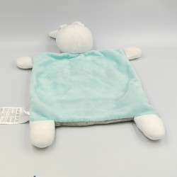 Doudou plat lapin blanc bleu gris ptites bouilles MOTS D'ENFANTS