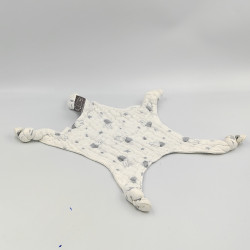 Doudou plat étoile lapin blanc bleu lange MIFFY
