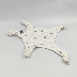 Doudou plat étoile lapin blanc bleu lange MIFFY