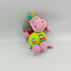 Doudou musical hippopotame rose vert bleu Babysun