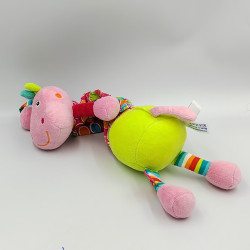 Doudou musical hippopotame rose vert bleu Babysun