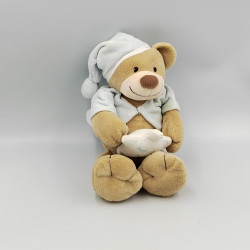 Doudou musical ours beige bleu bonnet étoile NATTOU