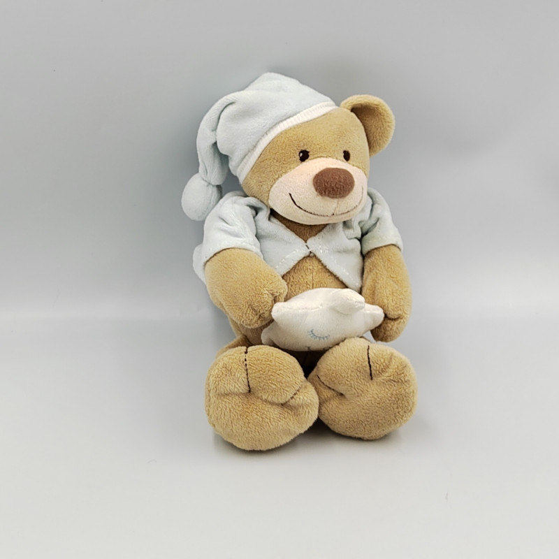 Doudou musical ours beige bleu bonnet étoile NATTOU