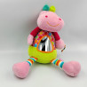 Doudou vibrant hippopotame rose vert bleu Babysun