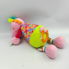 Doudou vibrant hippopotame rose vert bleu Babysun