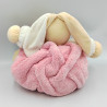Doudou lapin plume rose framboise blanc KALOO