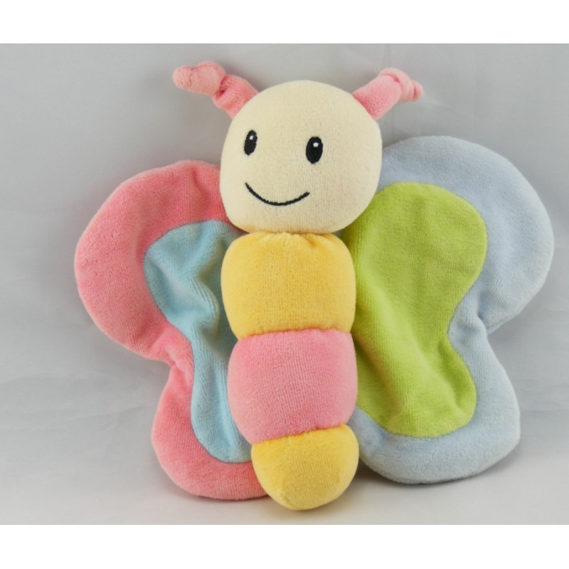 Doudou lapin beige tablier bleu carotte VULLI